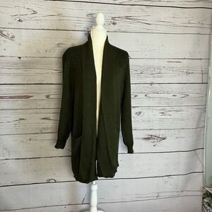 Alpaca Warehouse Sweater Womens Size Large Green Mid Length Open‎ Front Knit